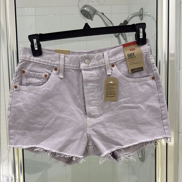 Levi's 501 Original Fit High Rise Lavender Fray Hem Button Closure NWT Size 29" - Picture 4 of 10